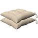 Indoor/Outdoor Textured Solid Almond Square Tufted Seat Cushion: Recycled Polyester Fill Weather Resistant Pack Of 2 Patio Cushions: 17 W X 17 D X 4 T