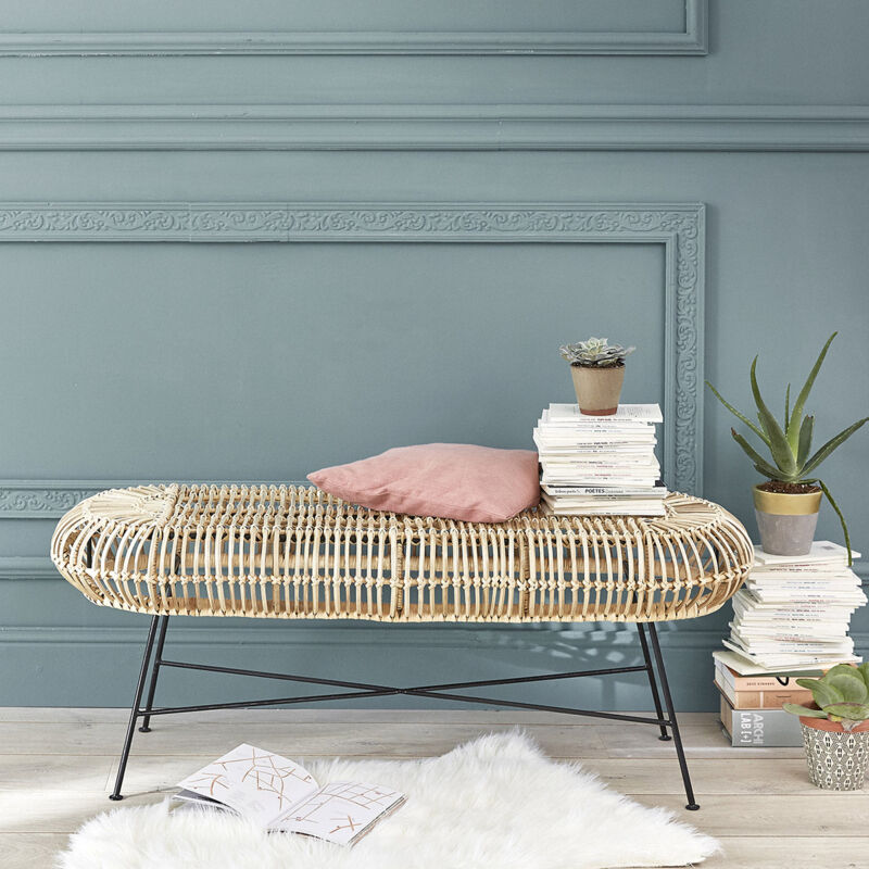 Sitzbank aus Rattan und Metall