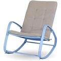 Outdoor Patio Rocking Chair Padded Steel Rocker Chairs Support 300Lbs Blue