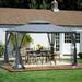 13 x 10 FT Patio Gazebo Outdoor Double Roof Gazebo Canopy with Metal Frame and Netting Gazebo Tent Pavilion for Deck Backyard Patio Lawns Garden Grey