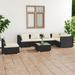 7 Piece Patio Set with Cushions Poly Rattan Black