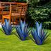 Xyer Metal Plant Exquisite Non-fading Multicolor Metal Art Tequila Cactus Sculpture for Garden Blue 27cm