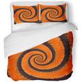 FMSHPON 3 Piece Bedding Set Orange Beauty Gerbera Flower Infinity Spiral Abstract Red Black Bloom Blossom Curl Twin Size Duvet Cover with 2 Pillowcase for Home Bedding Room Decoration