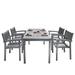 5-Pc Outdoor Patio Dining Set with Classic Table & Stacking Chairs - Gray Wash
