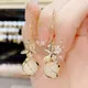 New Opal Pendant Zircon Flower Earrings Women's Personality Fashion Summer Wear Matching Accessories