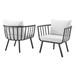 Lounge Chair Armchair Set of 2 Aluminum Metal Steel Grey Gray White Modern Contemporary Urban Design Outdoor Patio Balcony Cafe Bistro Garden Furniture Hotel Hospitality