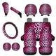 FKELYI Pink Leopard Print Car Seat Cover 11pcs Universal Car SUV Blanket Car Seat Cover Accessories with Car Headrest Cover Steering Wheel Cover Gear Shift Cover Handbrake Cover Auto Cup Coasters