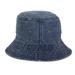 Foldable Bucket Hat Men Women Washed Retro Denim Bucket Cap Outdoor Sunscreen Fishing Beach Cap Navy blue