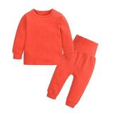 Thermal Underwear Set For Boys Long Johns Fleece Lined Kids Base Layer Thermals Sets Boy-Orange 100Cm