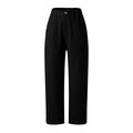 Akiihool Women s Pants for Work Capri Pants for Women Casual Winter Pull On Yoga Dress Capris Work Jeggings Golf Crop Pants with Pockets (Black XXL)