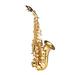 Bb Soprano Saxophone Gold Lacquer Brass Sax with Instrument Case Mouthpiece Neck Strap Cleaning Cloth Brush for Musicians Beginners