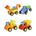 Sdmnsg-T Faty-T 4 Pack Friction Powered Cars Construction Vehicles Toy Set Cartoon Push and Go Car Tractor Cement Mixer Bulldozer & Dump Truck Christmas and Birthday Gift For Kids