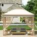 ZXNYH Outdoor Canopy Gazebo Tent Portable Canopy Shelter with 10 x10 Large Shade Space for Party Backyard Patio Lawn and Garden 4 Sandbags and Netting Included Brown