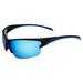 Cliff Weil Optic Edge Breakaway Wraparound Sports & Motorcycle Sunglasses for Men or Women Semi-Rimless Matte Black Frame w/Dielectric Blue Mirror Lens