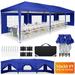 SANOPY 10 x 30 FT Pop Up Canopy Large Commercial Wedding Canopy Height Adjustable Waterproof Beach Canopy Outdoor Instant Party Tent with 8 Removable Sidewalls 4 Sandbags Carrying Bag Dark Blue