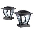 MAXSA Innovations Solar Wave Style Post Cap & Deck Railing Lights - Black - Set of 2