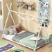 Twin Metal Bed, House Bed Metal Platform Bed Frame with Slats, Twin Triangle Shaped Bed Platform for Kids