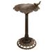 XBrand Lightweight Plastic Leaf Design Birdbath and Birdfeeder w/Bird, 35 Inch Tall