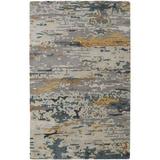 HomeRoots 513619 12 x 15 ft. Gray Yellow & Blue Wool Abstract Hand Tufted Handmade Rectangle Area Rug