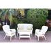 4pc Windsor White Wicker Conversation Set with Cushion
