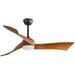 Modern Ceiling Fans with Lights 52 Ceiling Fan with 3 Solid Wood Blades Reversable DC Motor for Bedroom/Living Room/Porch/Patio/Rustic/Farmhouse/Study Black