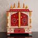 Wooden Handpainted Antique Mandir For Home / Rajisthani Mandir / MDF Board Temple / Wall Hanging And Table Top Mandir / Mandir With Doors