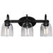 Briignite 3 Light Bathroom Vanity Light Fixtures Modern Black Vanity Lights Over Mirror Vintage Wall Sconce with Seeded Glass Shade Black Vanity Lights for Bathroom