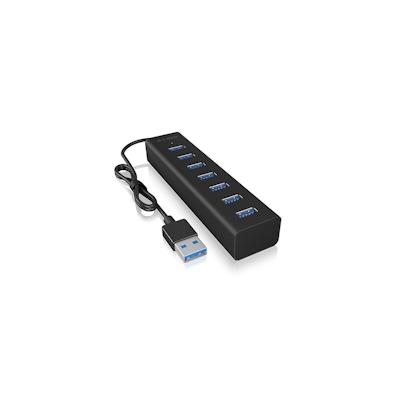 ICY BOX IB-HUB1700-U3 - USB 3.2 Gen 1 (3.1 Gen 1) Type-A - USB 3.2 Gen 1 (3.1 Gen 1) Type-A - 5000 Mbit/s - Schwarz - Al