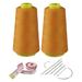 2 Spools Sewing Thread Kit Turmeric Polyester Sewing Thread Spools 3000 Yards Each Spool 40s/2 All-Purpose Connecting Threads for Sewing Machine and Hand Repair Works