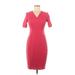 Elie Tahari Casual Dress - Sheath V Neck Short sleeves: Red Print Dresses - Women's Size 6