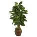 Nearly Natural 52 in. Rubber Leaf Artificial Tree in Decorative Planter