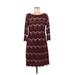 Jessica Howard Casual Dress - Shift Scoop Neck 3/4 sleeves: Burgundy Dresses - Women's Size 8