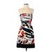 Nine West Casual Dress - Sheath Strapless Sleeveless: Black Floral Dresses - Women's Size 4 Petite