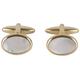 David Van Hagen Mens Gold Plated Mother of Pearl Oval Cufflinks - White/Gold