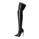 BIISDOST Overknee Boots Women's Black Sexy Long Shaft Boots High Heels with Stiletto Leather Knight Boots Large Sizes Catwalk Shoes Biker Boots Autumn/Winter Knee-High Boots, black, 7 UK