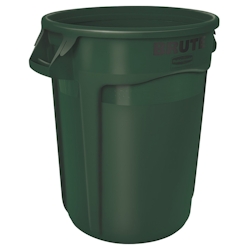 Rubbermaid Brute runde Mehrzwecktonne mit Belüftungskanälen | 121,1 Liter, HxBxT 69,2x63,5x55,5cm | aus PE | Dunkelgrün von PROREGAL Image