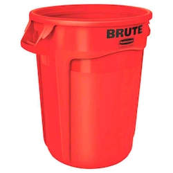 Rubbermaid Brute runde Mehrzwecktonne mit Belüftungskanälen | 121,1 Liter, HxBxT 69,2x63,5x55,5cm | aus PE | Rot von PROREGAL Image