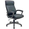 Black Leather High Back Swivel Chair with Charcoal Frame