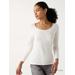 Women's Heattech Cotton Scoop Neck T-Shirt (Extra Warm) | Long Sleeve with Moisture-Wicking | Off White | XL | UNIQLO US