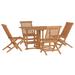 Red Barrel Studio® 5 Piece Folding Patio Dining Set Solid Wood Teak Wood/Teak in Brown/White | 43.3 W x 43.3 D in | Wayfair