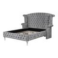 Rosdorf Park Bedias Tufted Wingback Bed Upholstered/Velvet in Gray | 104.4 W x 91.85 D in | Wayfair 8CABBC19C52C47089A3657316320C190