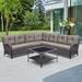 Latitude Run® 7 Person Outdoor Rattan Sectional Seating Group w/ Cushions Synthetic Wicker/All - Weather Wicker/Wicker/Rattan in Gray/Brown | Wayfair
