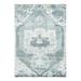 Blue/Green 103 x 67 x 0.25 in Area Rug - Isabelline Damask Handmade Hand-Knotted Rectangle 5'7" x 8'7" Cotton/Wool Area Rug in Blue/White/Green Cotton/Wool | Wayfair