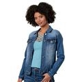 Masseys Embellished Cross Denim Jacket (Size S) Medium Wash, Cotton,Polyester,Spandex