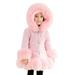 Kids Little Girl s Thicken Coat Winter Warm Faur Leather Button Down Jacket With Hood Long Sleeve Outerwear Pink 110