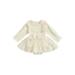 BagilaanoeBaby Girls Romper Dress Long Sleeve Crew Neck Flower Bow Tulle Patchwork Bodysuit Daily Party Clubwear