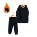 Gubotare Set Clothes for Toddler Boys Autumn Winter Warm Thick Solid Cotton Long Sleeve Lined Tops Hooded Hoodie Black 1-2 Years