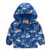 Toddler Boys Girls Casual Jackets Printing Cartoon Hooded Outerwear Zipper Coats Long Sleeve Windproof Coats Blue 100