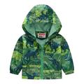 Toddler Boys Girls Casual Jackets Printing Cartoon Hooded Outerwear Zipper Coats Long Sleeve Windproof Coats Green 110