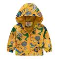 Toddler Boys Girls Casual Jackets Printing Cartoon Hooded Outerwear Zipper Coats Long Sleeve Windproof Coats Yellow 120